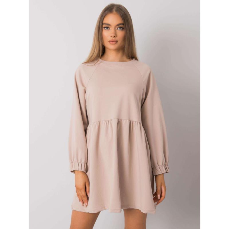 Női hosszú ujjú ruha BELLEVUE világos bézs színben