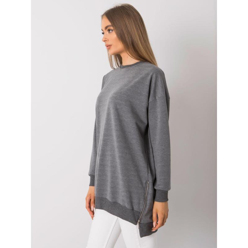 Dámská tunika s dlouhým rukávem melanžová RHIANON tmavě šedá 