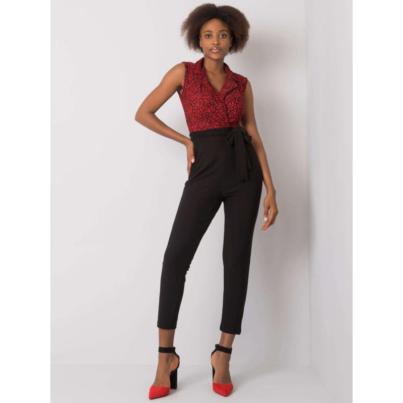 Női overall övvel Seila RUE PARIS fekete-piros