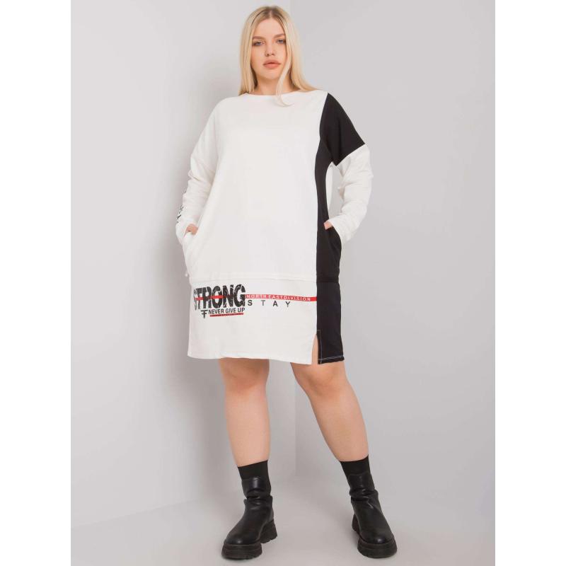 Női plus size pamut tunika ELEASHA ekrü színben