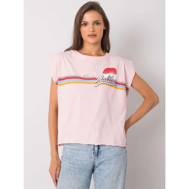 Dámské tričko s potiskem MALIBU světle růžové 