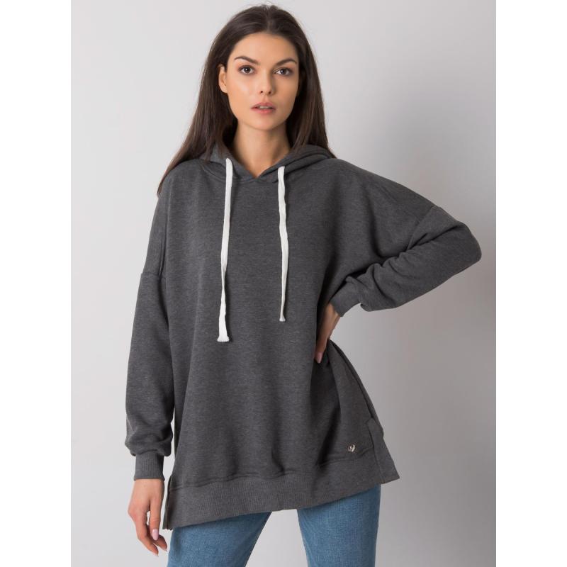 Dámská mikina s kapucí melanžová základní CLEVELAND tmavě šedá 