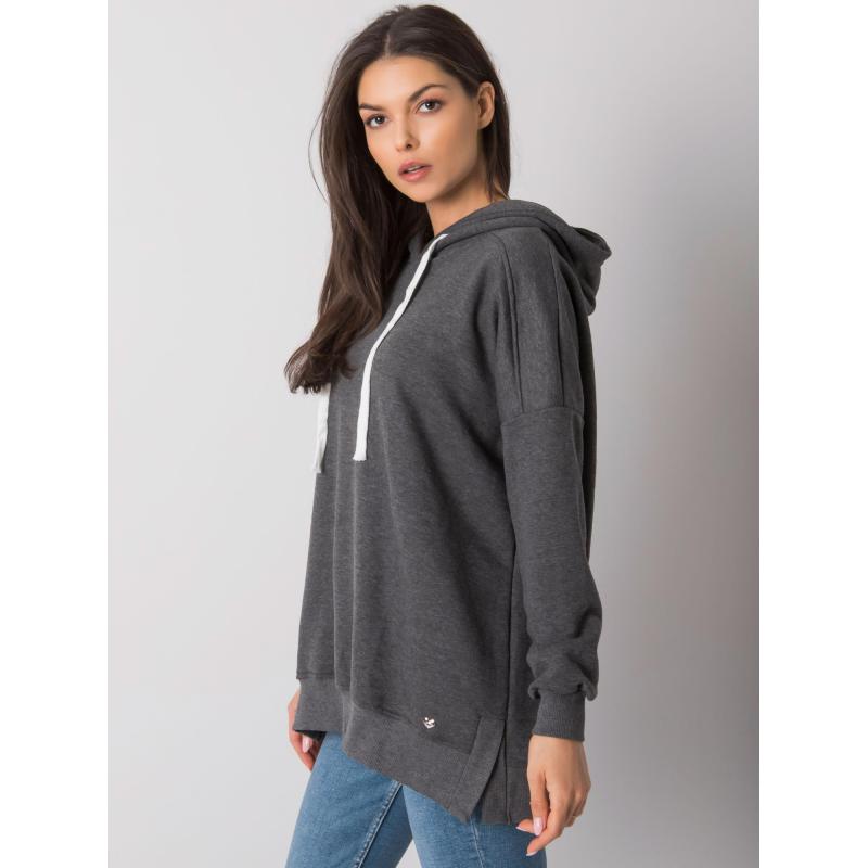 Dámská mikina s kapucí melanžová základní CLEVELAND tmavě šedá 