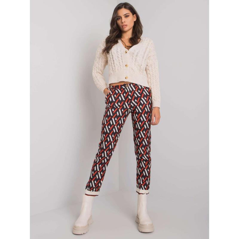 Női mintás nadrág DORCHESTER fekete és piros színben