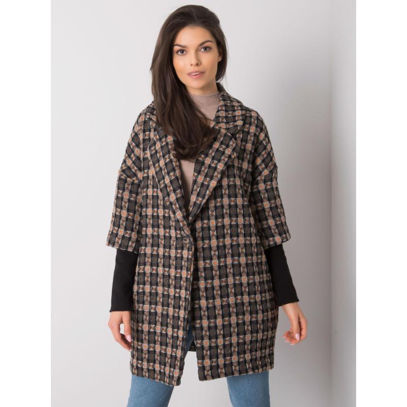 Női Memphis kabát RUE PARIS szürke és narancssárga színben