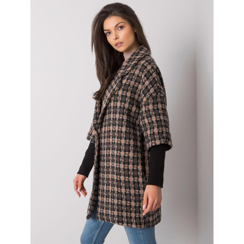 Női Memphis kabát RUE PARIS szürke és narancssárga színben