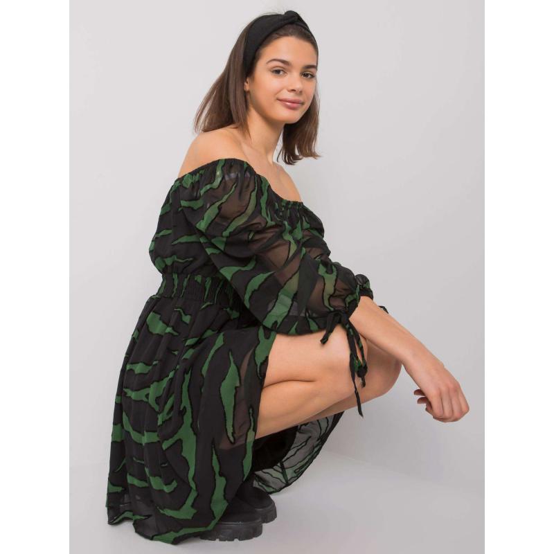 Női nyomtatott ruha PHILIPPI fekete-zöld színben