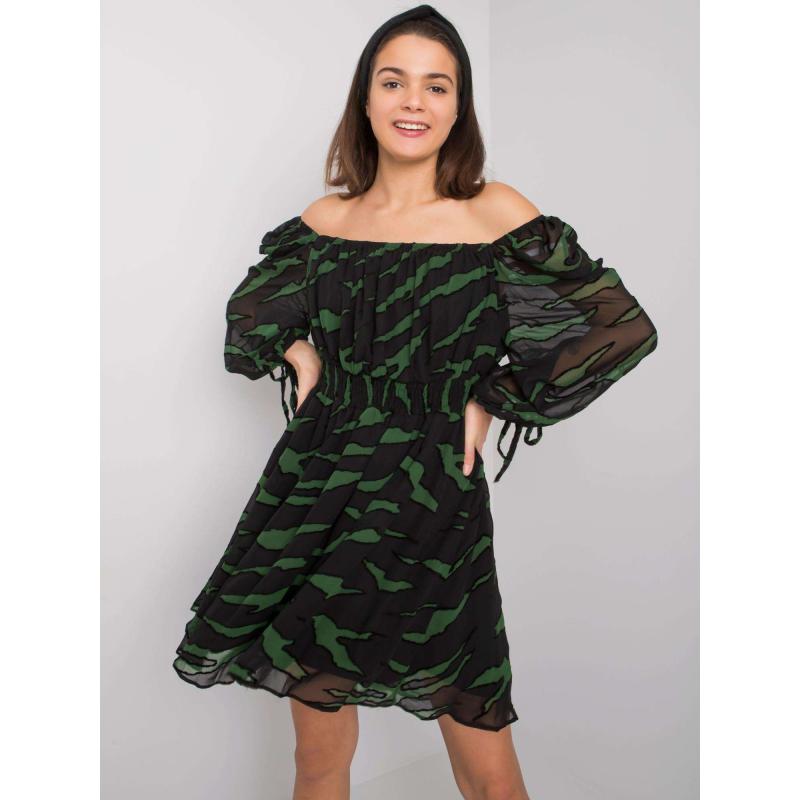 Női nyomtatott ruha PHILIPPI fekete-zöld színben