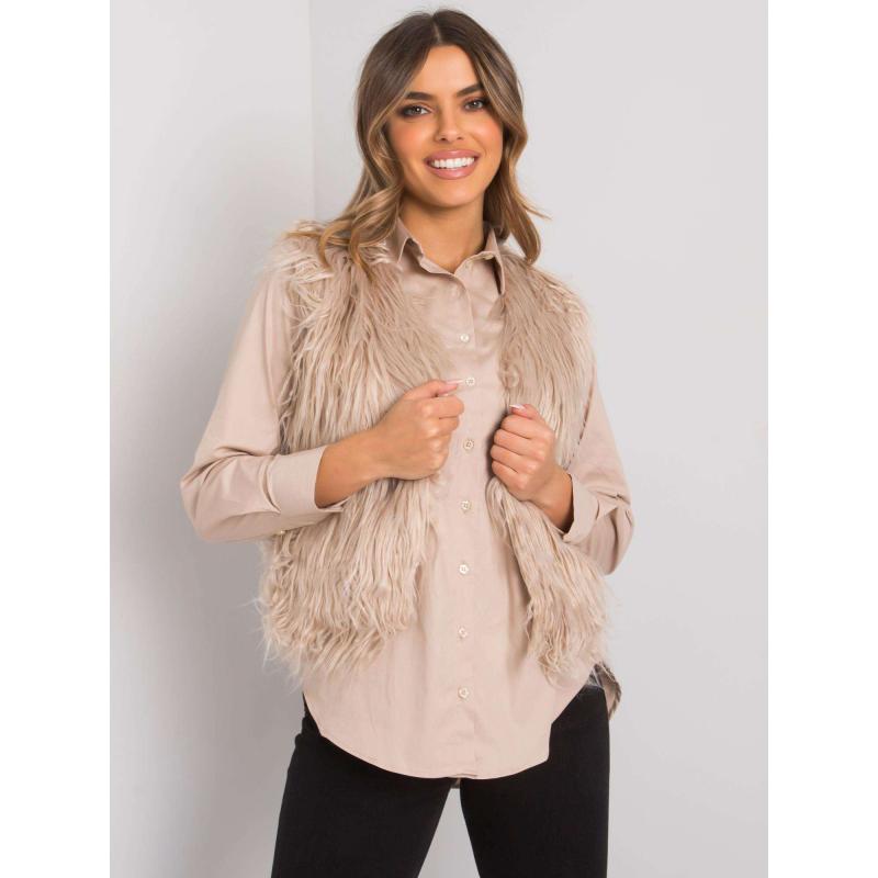 Dámska kožušinová vesta Moncalieri OCH BELLA beige