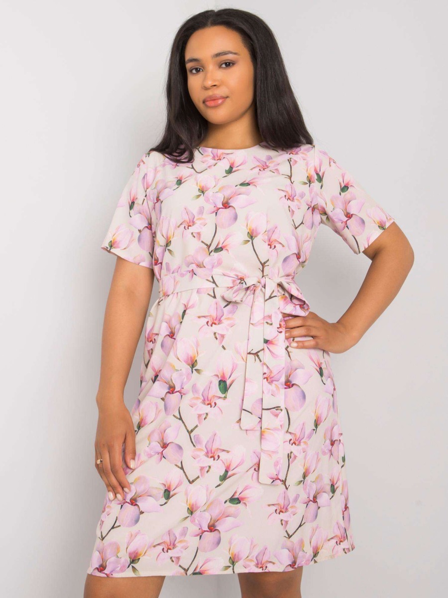 Dámske vzorované plus size šaty CELENE beige