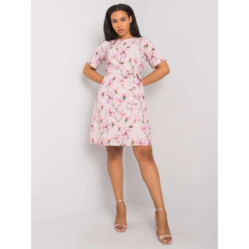 Női mintás plus size ruha CELENE bézs színben