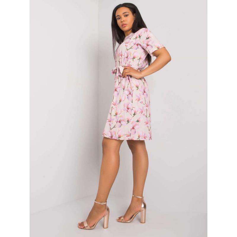 Női mintás plus size ruha CELENE bézs színben