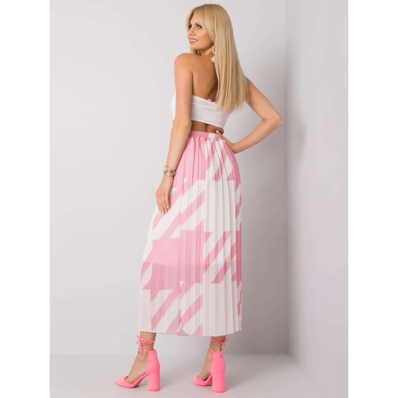 Női pliszírozott maxiszoknya ISIDORA rózsaszínű