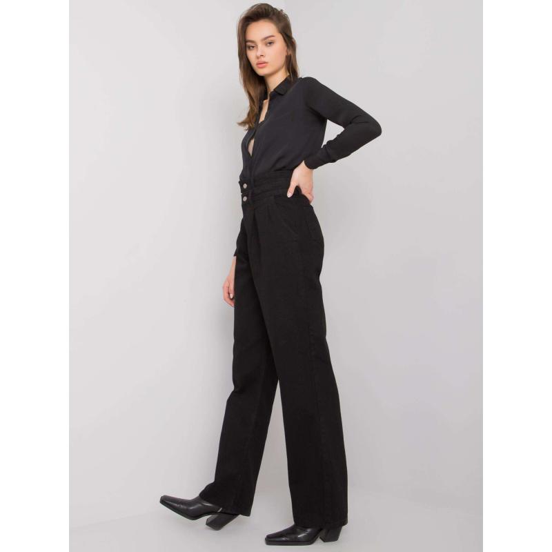 Dámske široké džínsy s vysokým pásom SHELBURNE black