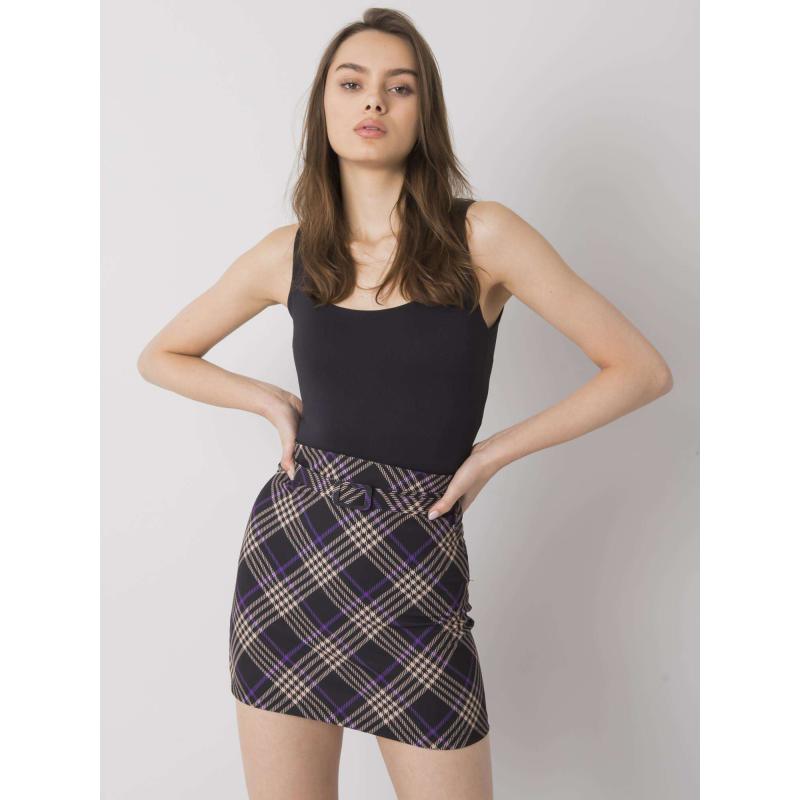Dámska kockovaná mini sukňa LIMEIRA čierna a fialová
