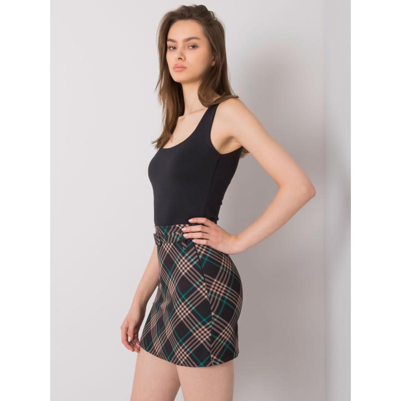 Női kockás miniszoknya LIMEIRA fekete és zöld