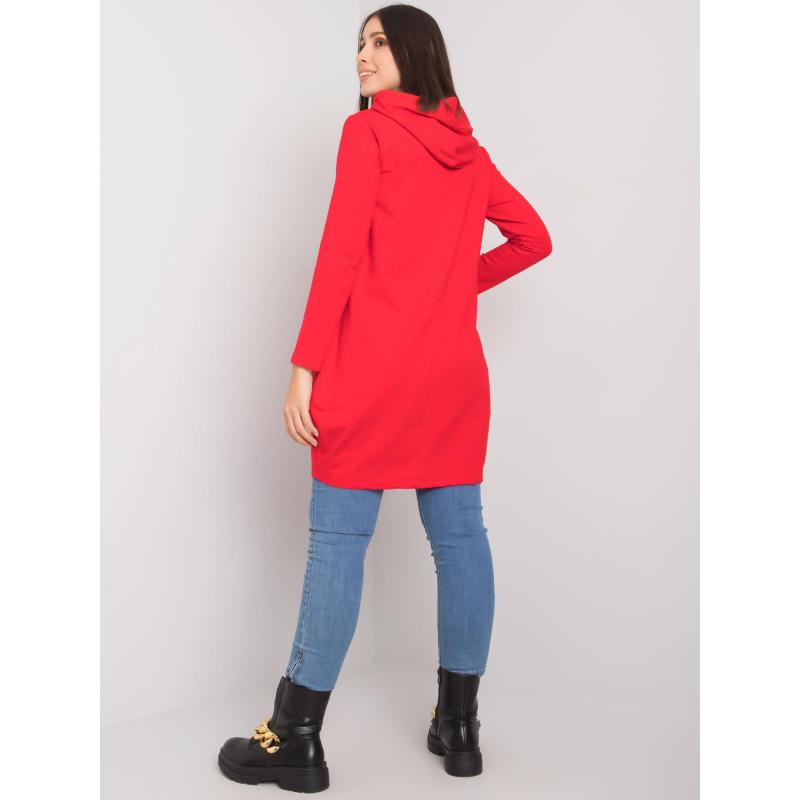 Női kapucnis pamut plus size tunika KIERRA piros