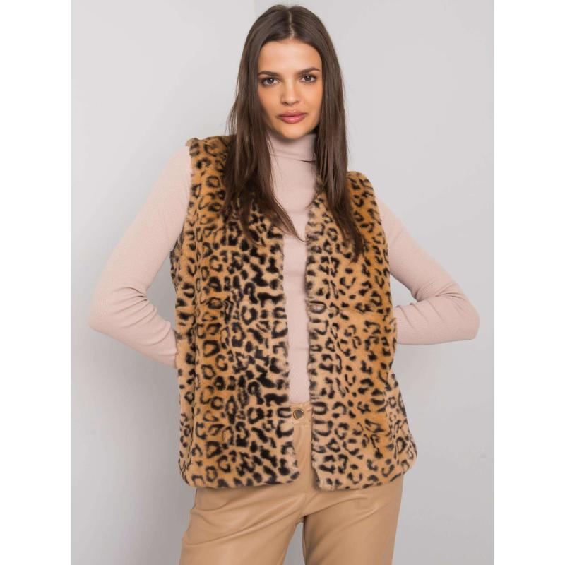 Dámská vesta kožešinová s puntíky PERRINA béžová