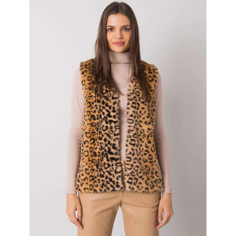 Dámská vesta kožešinová s puntíky PERRINA béžová