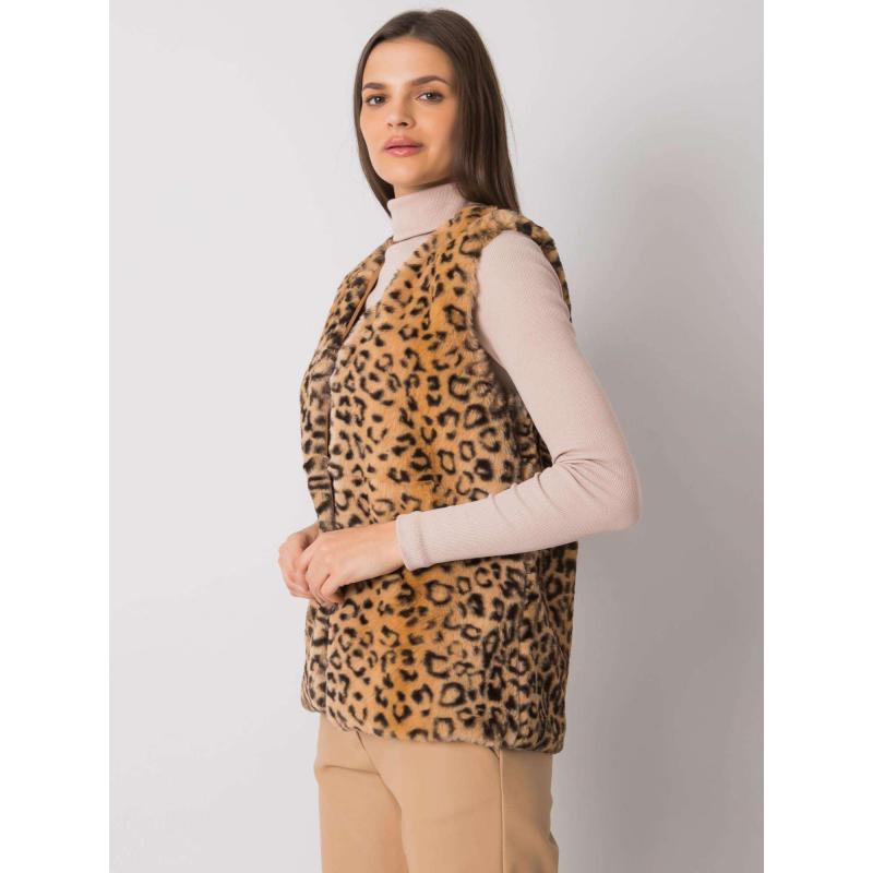 Dámská vesta kožešinová s puntíky PERRINA béžová