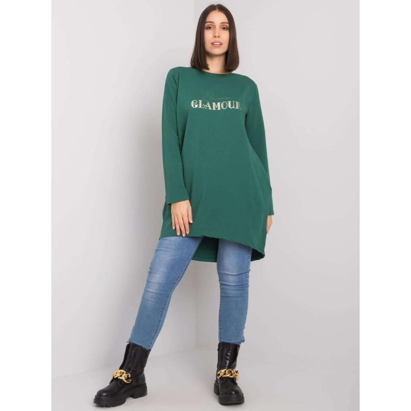 Női plus size tunika zsebekkel ALEXIAH sötétzöld