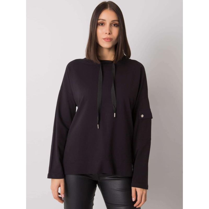 Dámská halenka s kapsami na rukávech plus size LUNNARA černá 