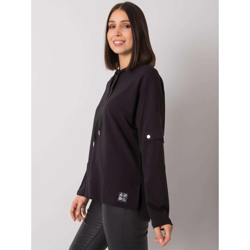 Dámská halenka s kapsami na rukávech plus size LUNNARA černá 