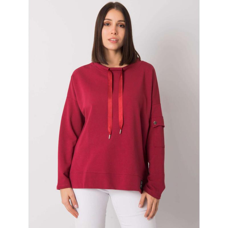 Női blúz plus size zsebekkel az ujjakon LUNARA bordó bordó