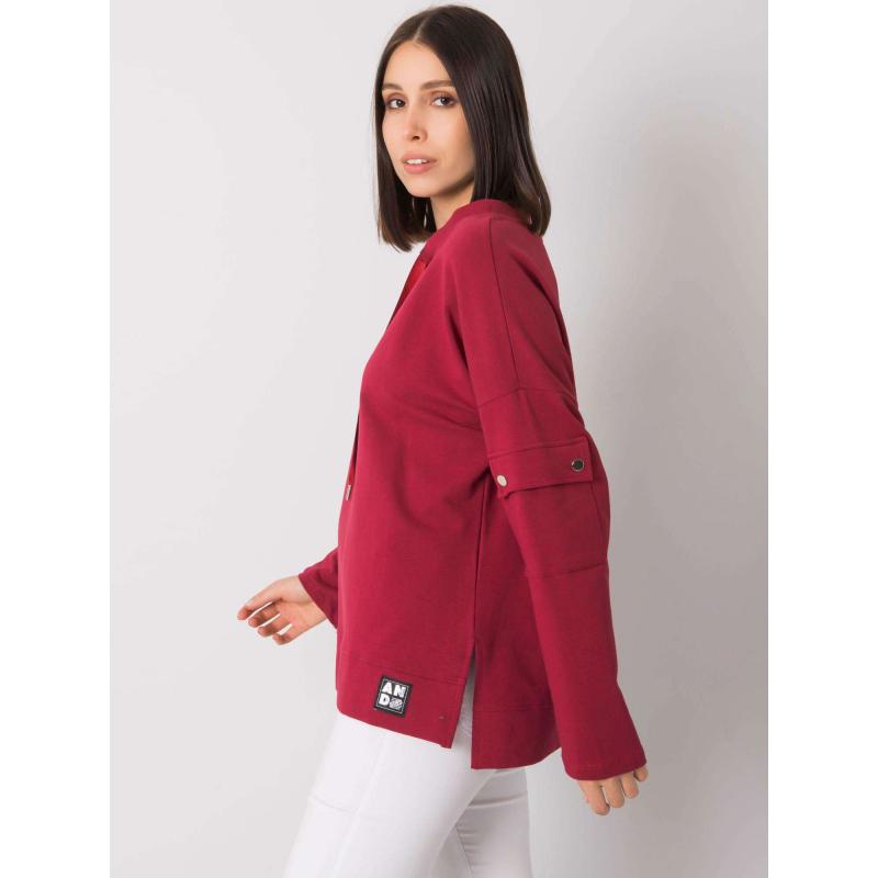 Női blúz plus size zsebekkel az ujjakon LUNARA bordó bordó