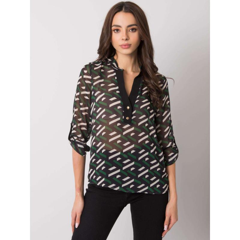 Női nyomtatott blúz DENVER fekete-zöld