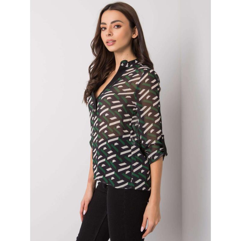 Női nyomtatott blúz DENVER fekete-zöld