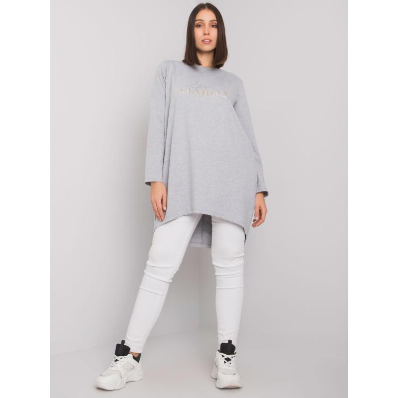Dámská tunika s kapsami plus size ALEXIAH šedá
