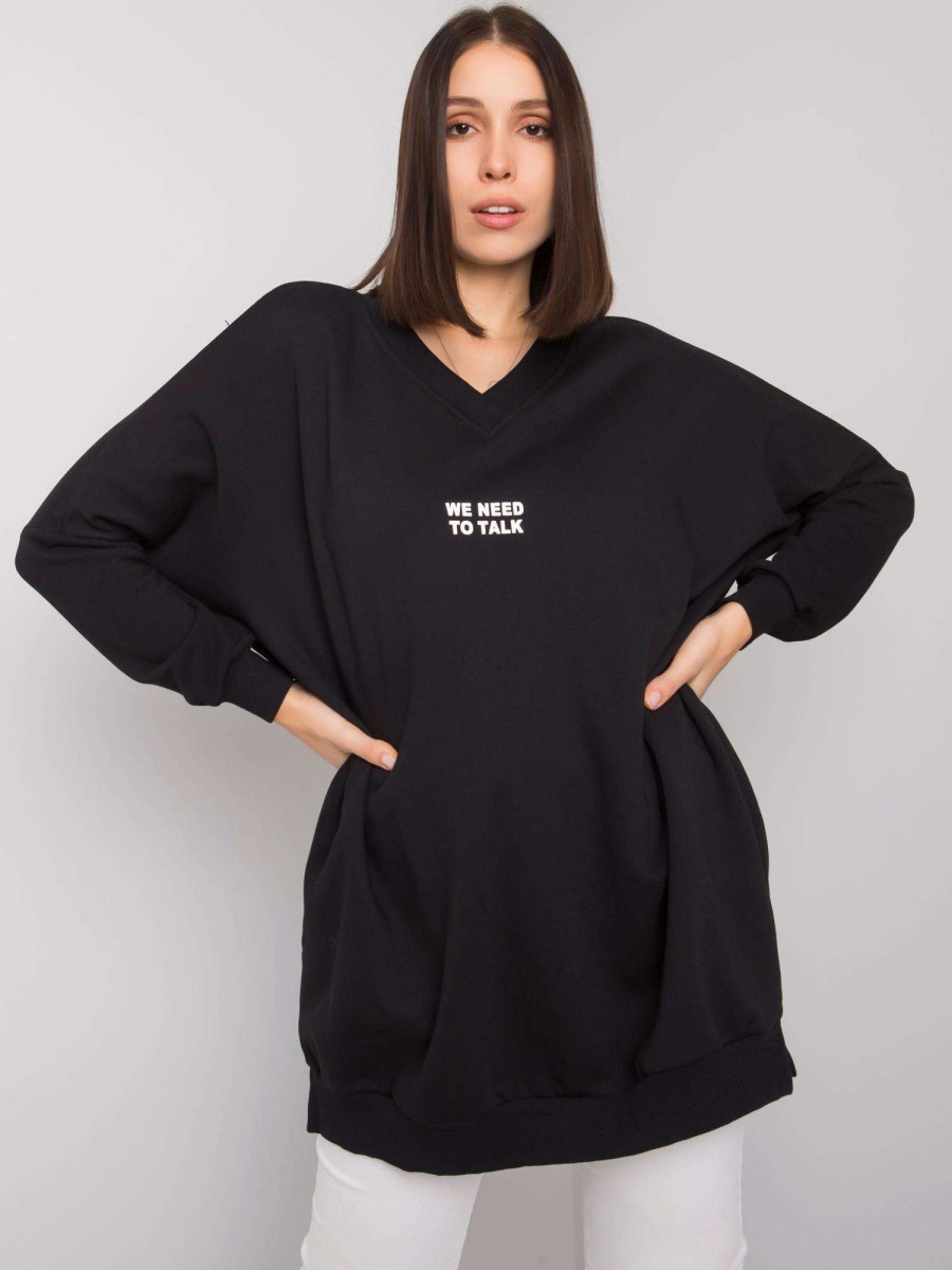Női plus size pamut tunika RAELLLA fekete