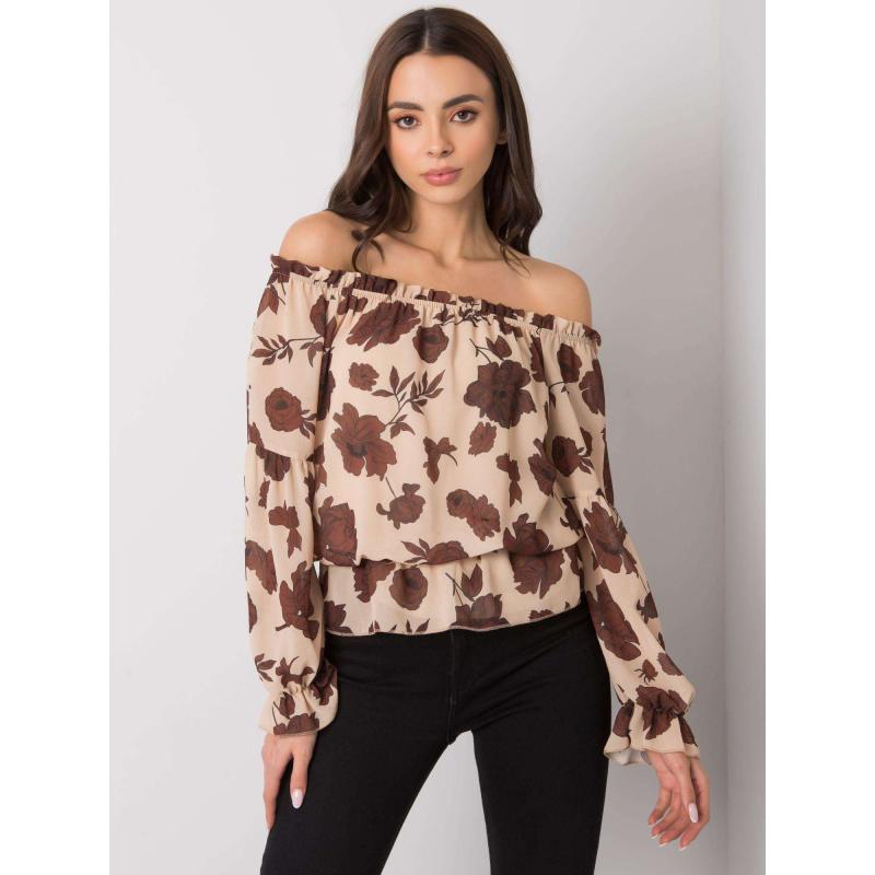 Dámska blúzka kvetinová ORLEANS béžovo-hnedá