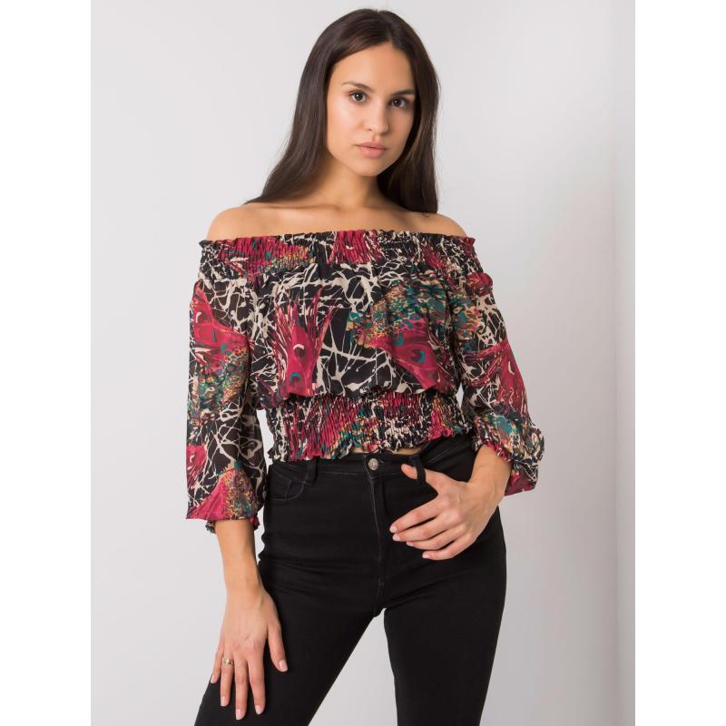 Dámská halenka s potiskem ROUEN bordó a béžová 