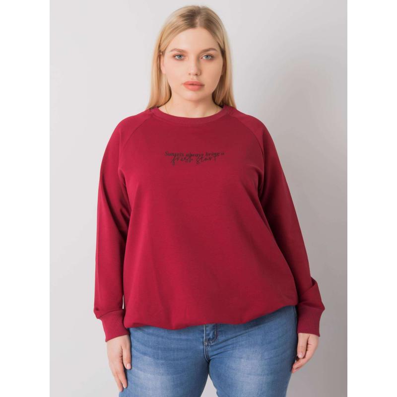 Dámská mikina plus size s nápisem MARLOW bordó 
