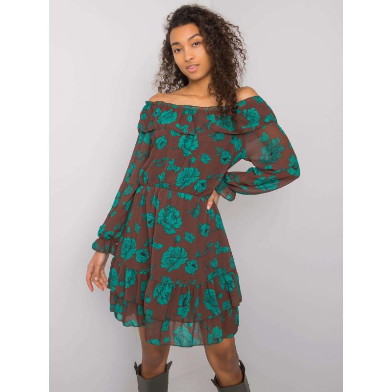 Női fodros ruha spanyol BRIANNON barna zöld