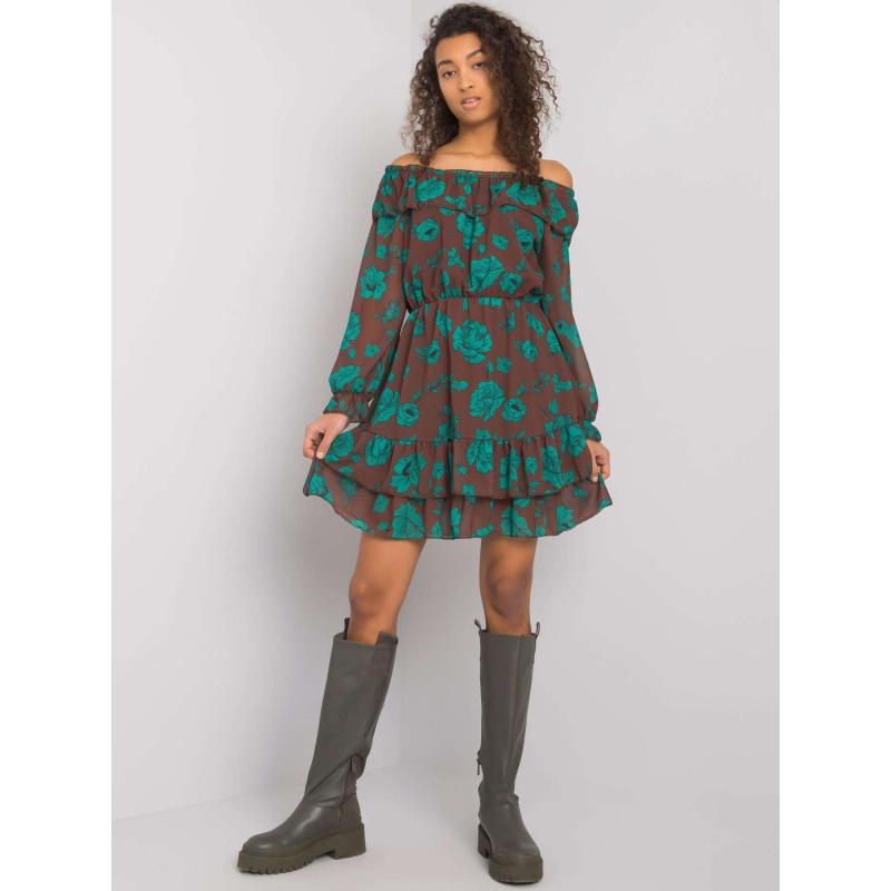 Női fodros ruha spanyol BRIANNON barna zöld