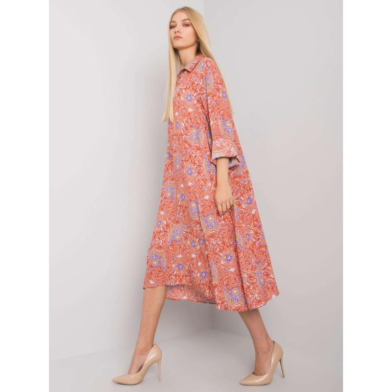 Női laza szabású ruha mintás PRINCENTON tégla