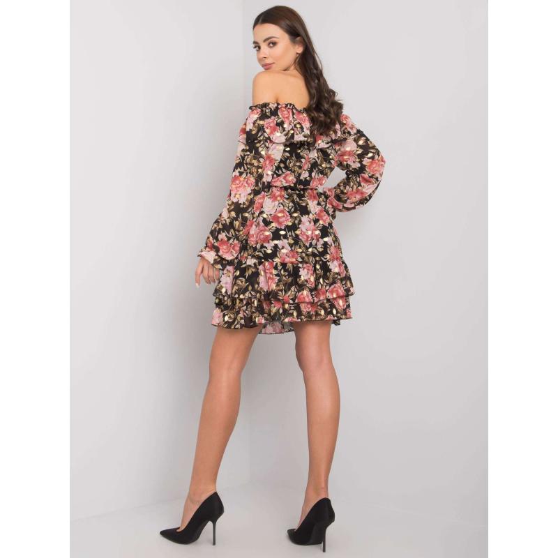 Dámské šaty vzorované španělské CALGARY černo-růžové  