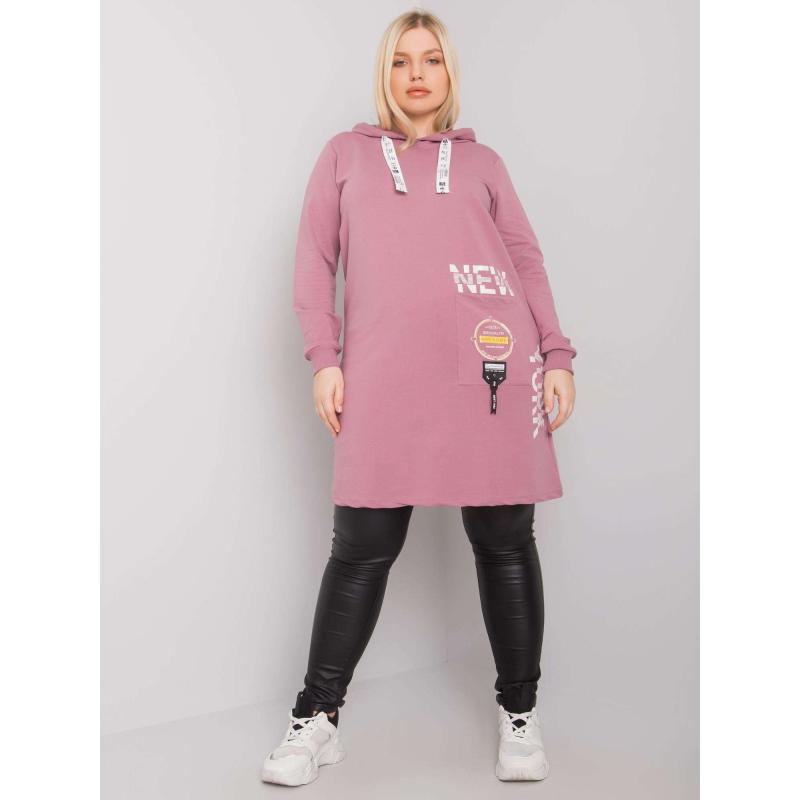 Dámská tunika s kapucí plus size AASHFORD růžová