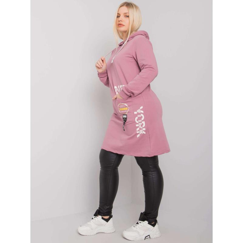 Dámská tunika s kapucí plus size AASHFORD růžová