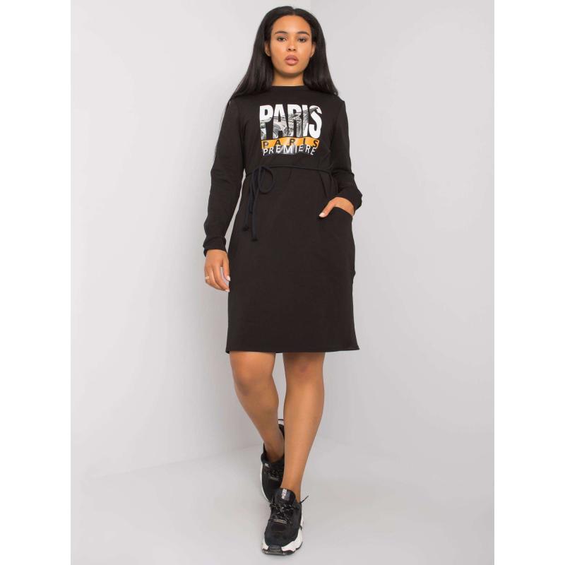 Női plus size pamut ruha LAREEN fekete