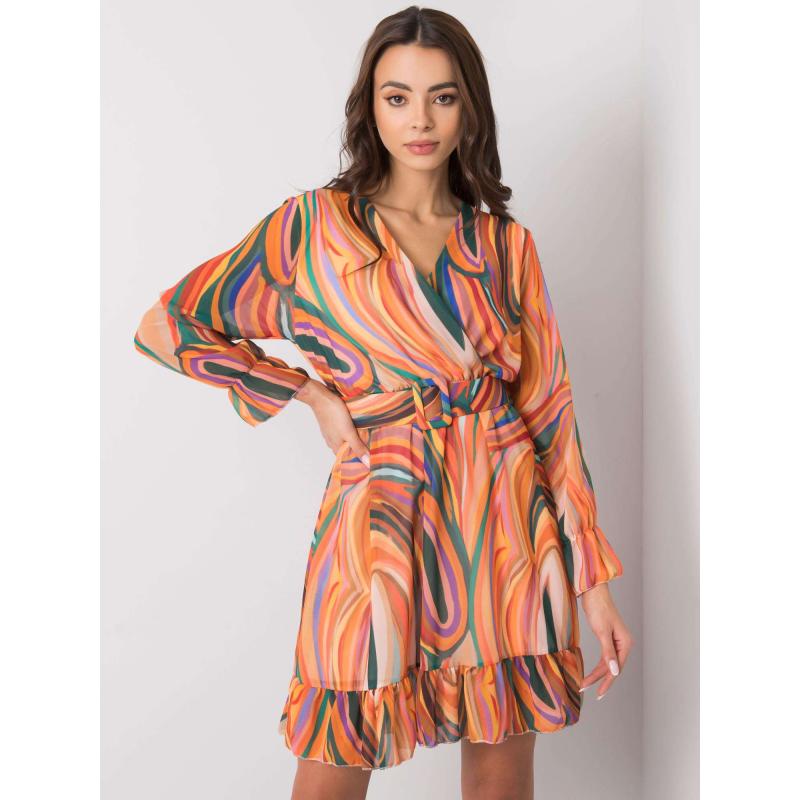Női öves mintás ruha KERLEY narancssárga