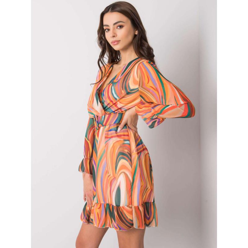 Női öves mintás ruha KERLEY narancssárga