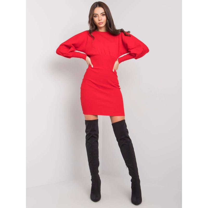 Női csíkos ruha Leticia RUE PARIS vörös