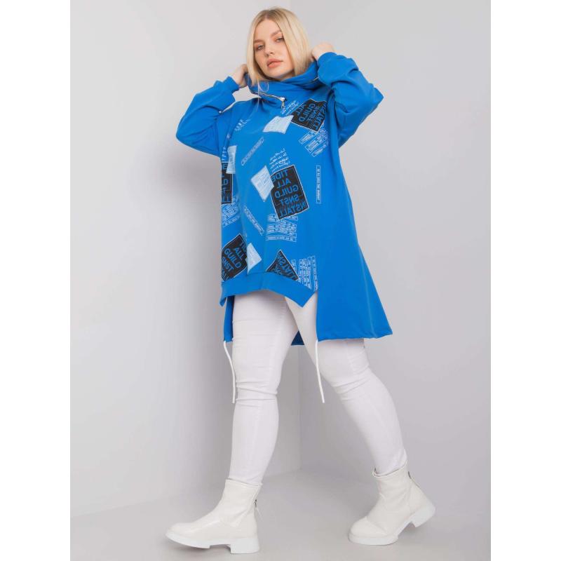 Dámská mikina s kapucí plus size IVES tmavě modrá 