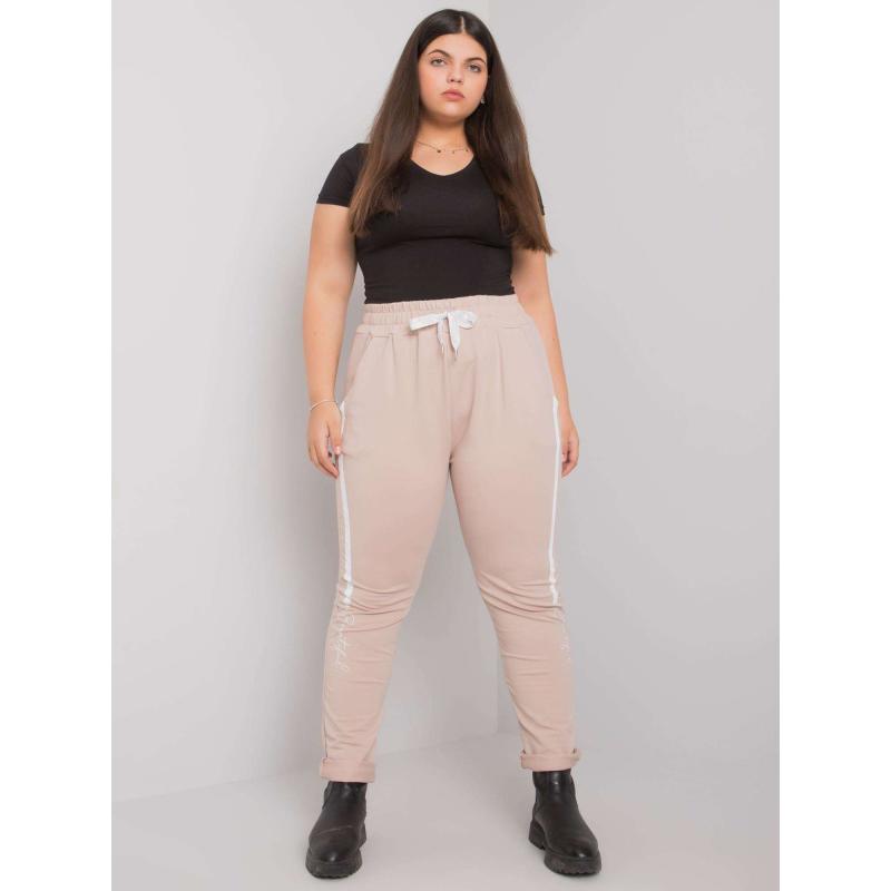 Dámské tepláky s potiskem plus size ABELIA béžové