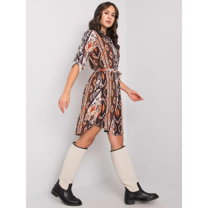 Női nyomtatott ruha Hanley RUE PARIS fekete és barna RUE PARIS fekete és barna