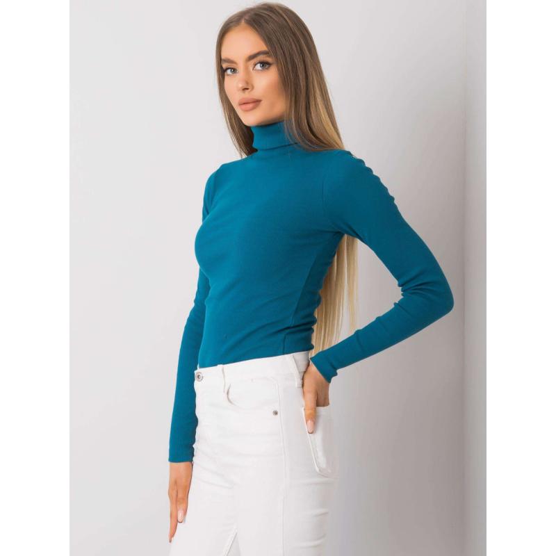 Dámska blúzka s rolákom Elisee RUE PARIS rebrovaná modrá